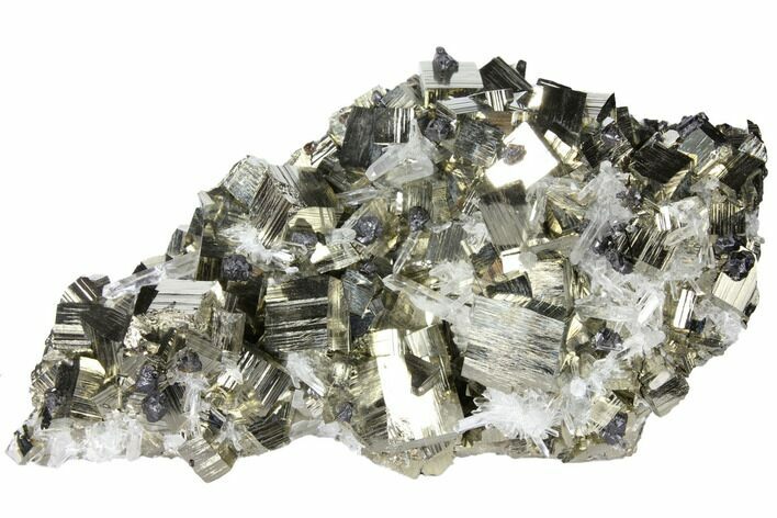 Quartz, Sphalerite & Cubic Pyrite Cluster - Peru #133011